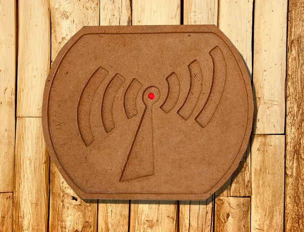The Sign of wi-fi zone on wood background — Stock Photo, Image