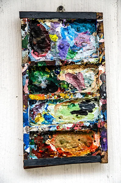 Colorful of painting tray — Stock Photo, Image