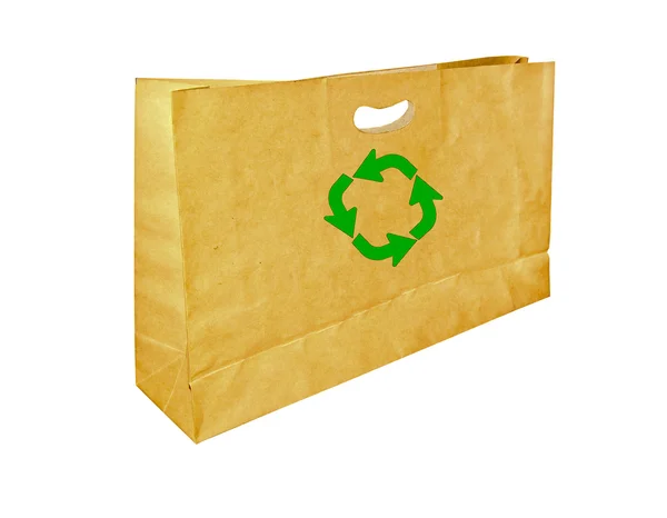 O Brown Crumpled reciclar saco de papel isolado no backgroun branco — Fotografia de Stock