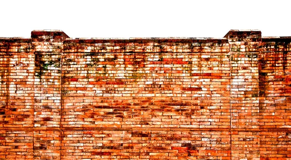 Le vieux mur de briques isolé sur fond blanc — Photo