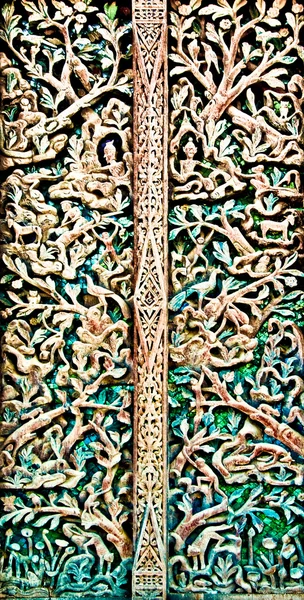 The Carving wood of door native thai style — Stock Photo, Image