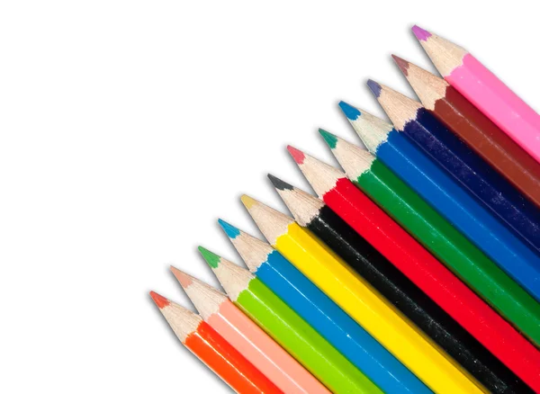 颜色的铅笔在白色背景上孤立 — 图库照片