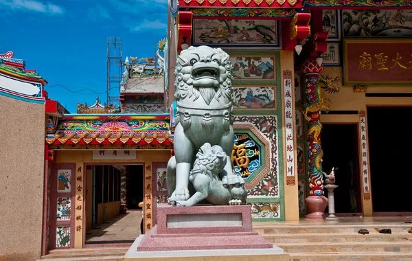 The Stone lion in joss house — Stock Photo, Image