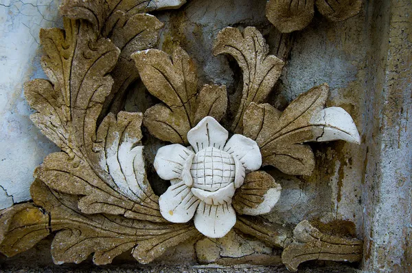 Sculpture of flower on wall — Stock Photo, Image