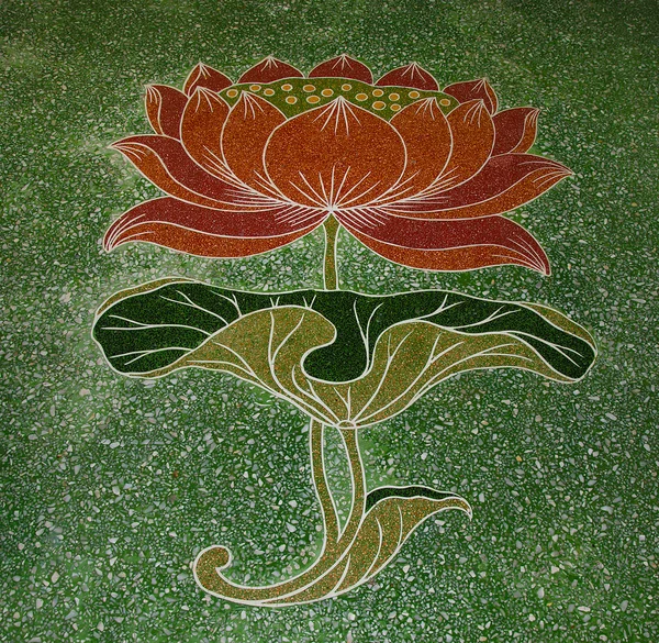 Peinture lotus sur le sol dans joss maison — Photo
