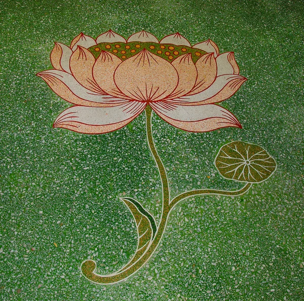 Peinture lotus sur le sol dans joss maison — Photo