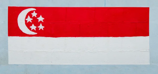 Painting flag of singapore on wall — Stock Photo, Image