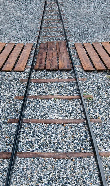 Wood Chock Across Railway — Stock Photo, Image