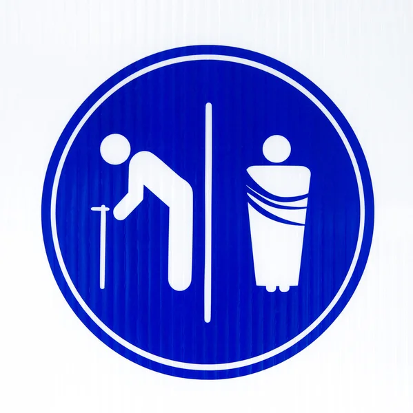 Sign restroom of old men and women and monk — Stock Photo, Image