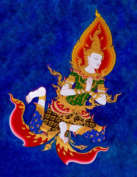 Painting of deva on wall in the temple.This is traditional and g — Stock Photo, Image