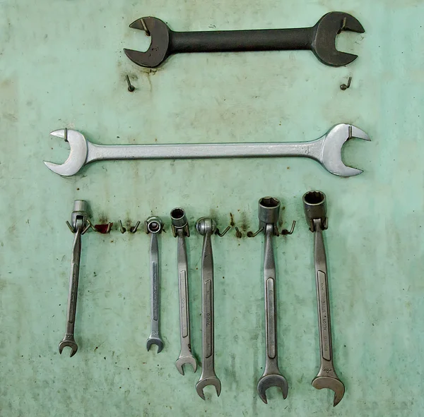 Instellen van verschillende grootte voor moersleutel tools — Stockfoto