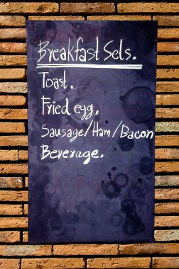 Menü kahvaltı blackboard duvar