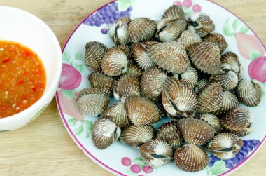 cockle closeup ile baharatlı sos ızgara