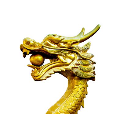 Gouden Draak status geïsoleerd op witte achtergrond