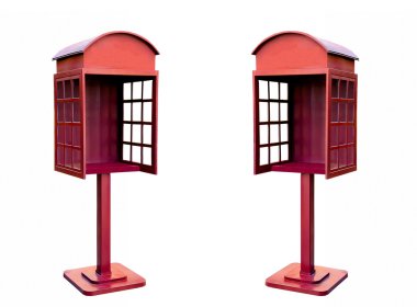 kırmızı telefon kutusu beyaz arkaplanda izole edildi