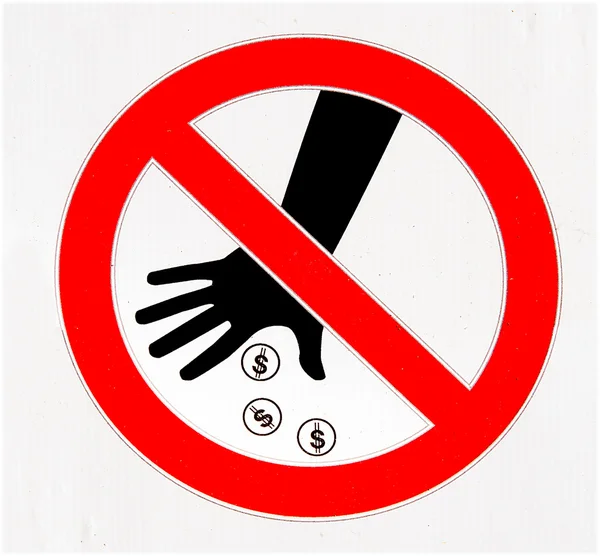 Znak nie rzucać pieniądze — Zdjęcie stockowe