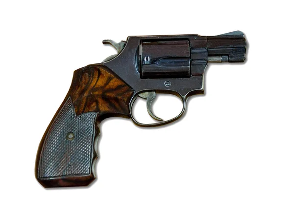 .38 kalibru rewolwer pistolet broń nabita butla na białym tle na Zielone Świątki — Zdjęcie stockowe