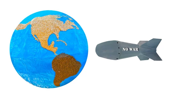 Gegen Rakete kein Krieg gegen die isolierte Welt auf weißem Hintergrund — Stockfoto