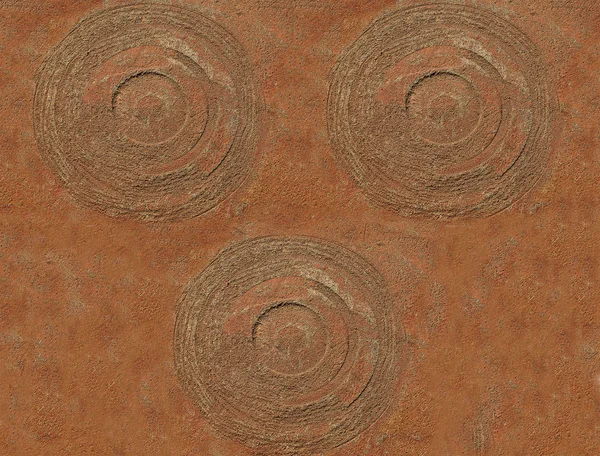 Die alte Spur drei Kreis auf Sandsteingrund — Stockfoto