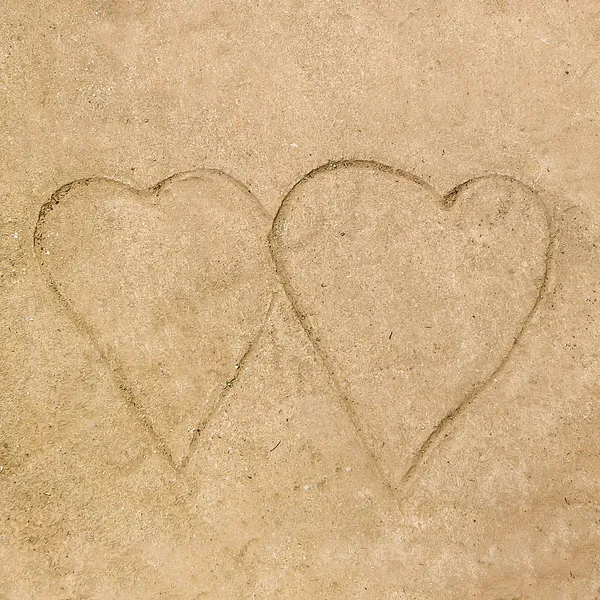 Kresba obě srdce na cementové podlaze pozadí — Stock fotografie