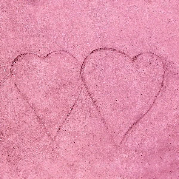 Drawing both of heart on cement floor background — Stock Photo, Image