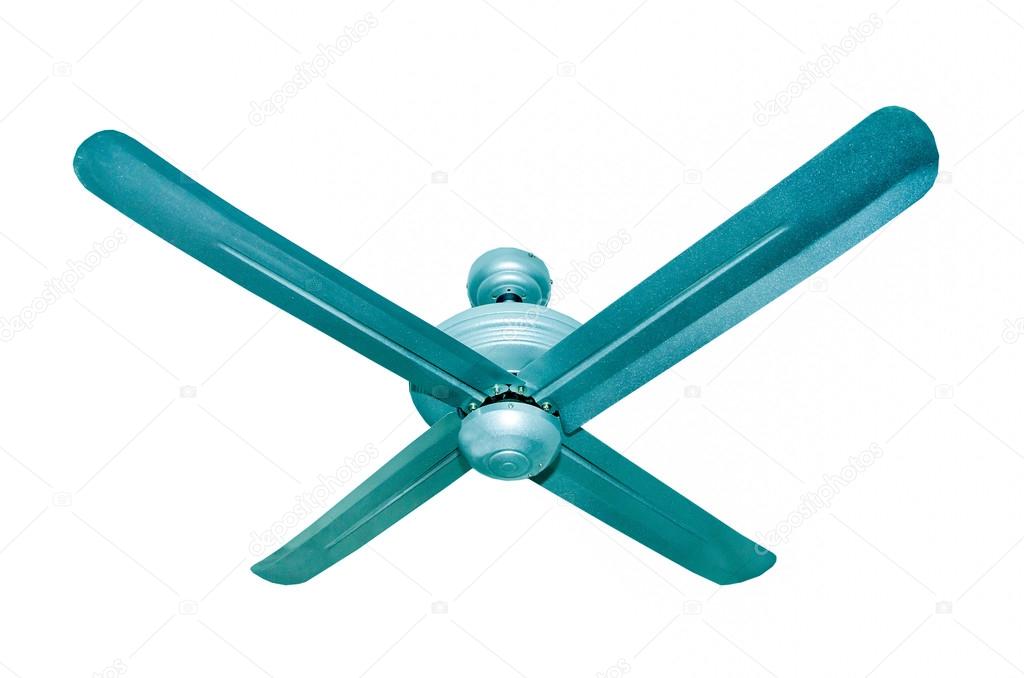 Three blades Ceiling fan isolated in a studio includes clipping