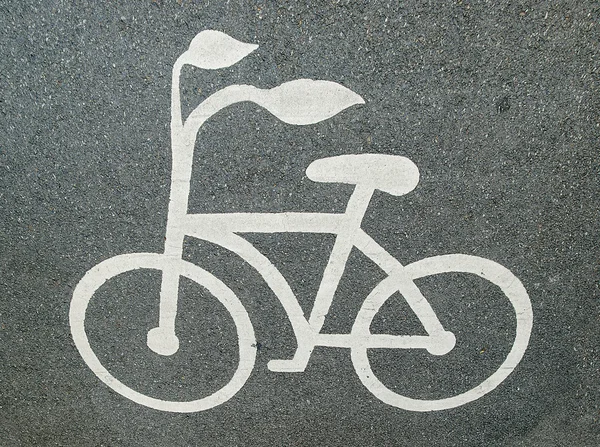 Bicycle road sign painted on the pavement — Stock Photo, Image