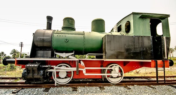 Old steam train on the track — Stock Photo, Image