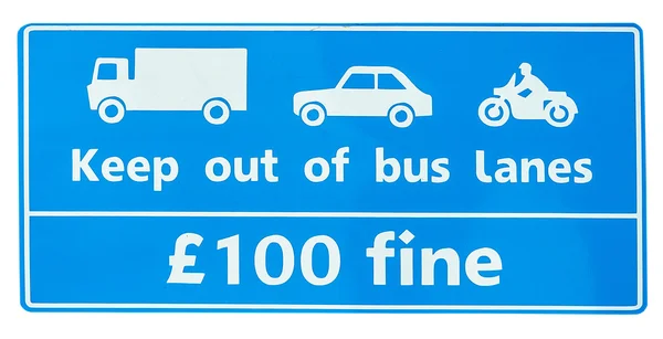 Sign of keep out of bus lanes isolated on white background — Stock Photo, Image