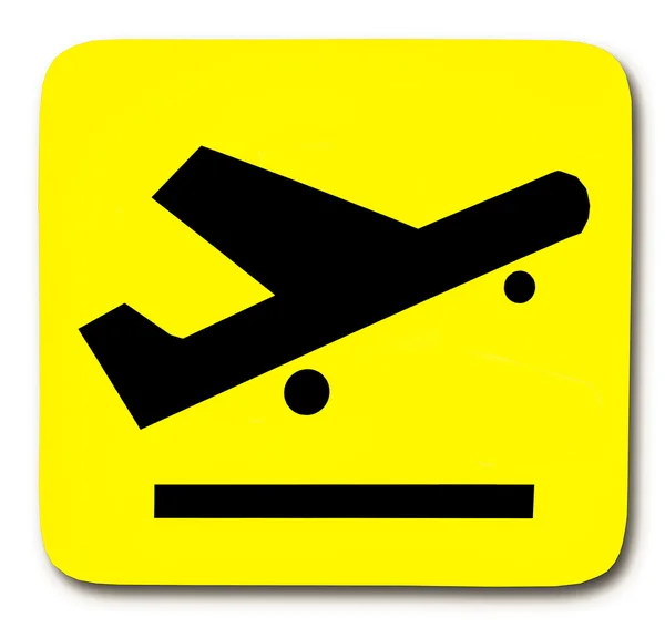 Απογείωση αεροπλάνο σημάδι που απομονώνονται σε λευκό φόντο — Φωτογραφία Αρχείου
