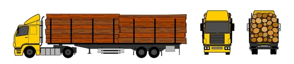 Wood transportation by truck — Stock Vector