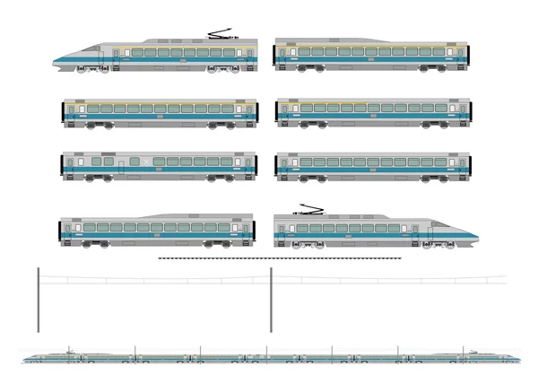 Yüksek hızlı tren seti — Stok Vektör