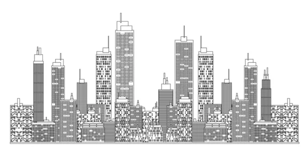 A blueprint style illustration of city skyline. — Stock Vector