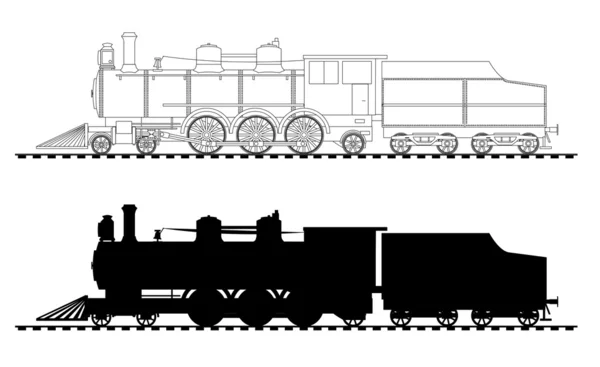 Uma ilustração lateral da locomotiva a vapor — Vetor de Stock