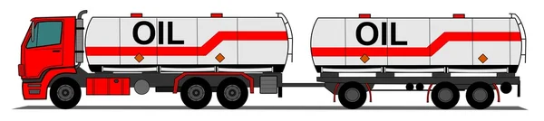 Um caminhão tanque ilustração lateral com reboque — Vetor de Stock