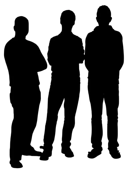 Three boys silhouette — Stock Vector