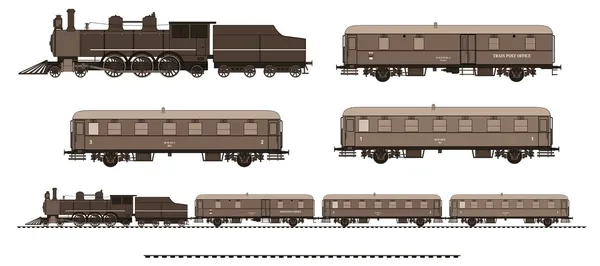 ヴィンテージの電車キット — ストックベクタ