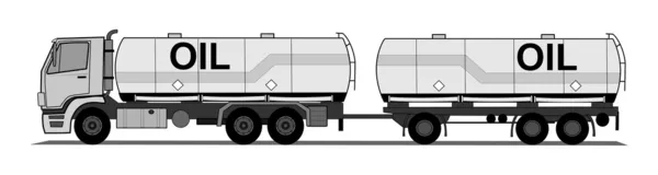 Un camión cisterna ilustración lateral con remolque — Archivo Imágenes Vectoriales