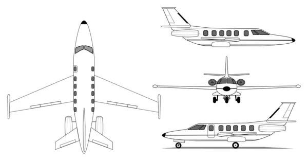 Prive-jet-vliegtuig — Stockvector