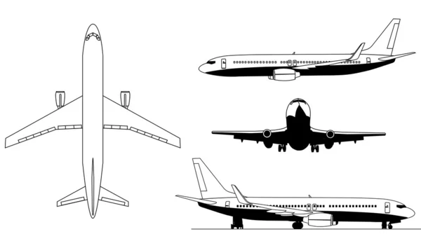 Vliegtuigen silhouetten — Stockvector