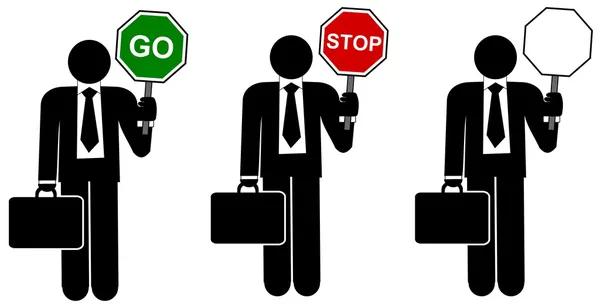 Man with road traffic signs — Stock Vector