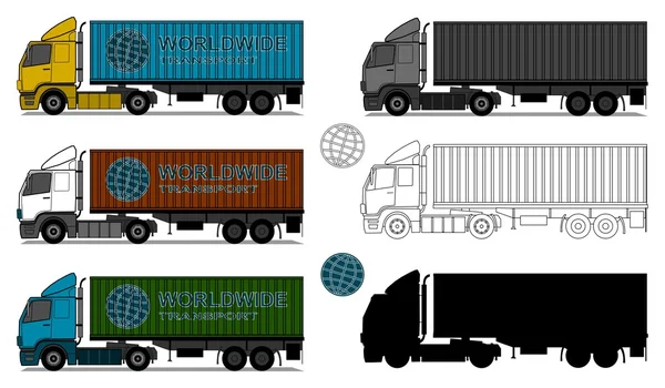 선적 컨테이너와 트럭 — 스톡 벡터