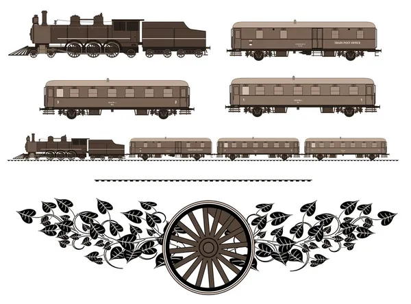Zestaw Vintage pociągu — Wektor stockowy