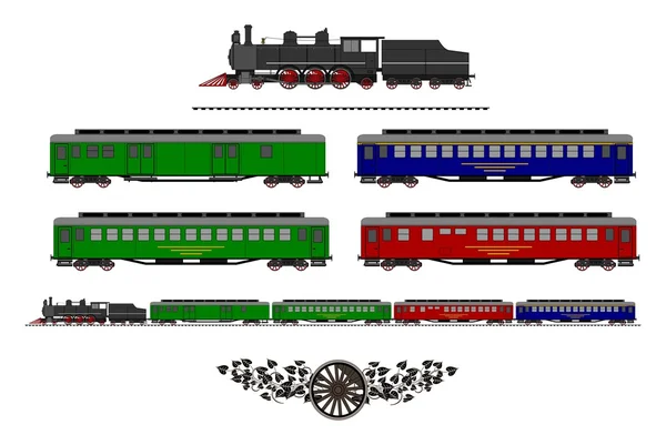 Kit train vintage — Image vectorielle