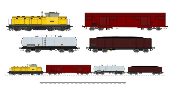 Treno merci — Vettoriale Stock