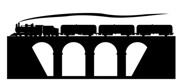 Старий поїзд на мосту — стоковий вектор