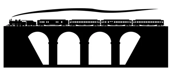Velho trem na ponte — Vetor de Stock