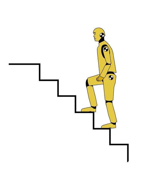 Prueba de choque maniquí subiendo las escaleras — Vector de stock