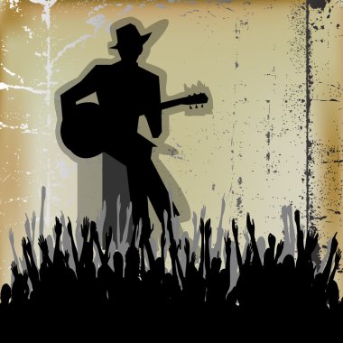 blues gitar konseri, vektör poster ya da bir akustik konser için el ilanı