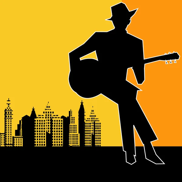 Concerto de guitarra Big City Blues — Vetor de Stock